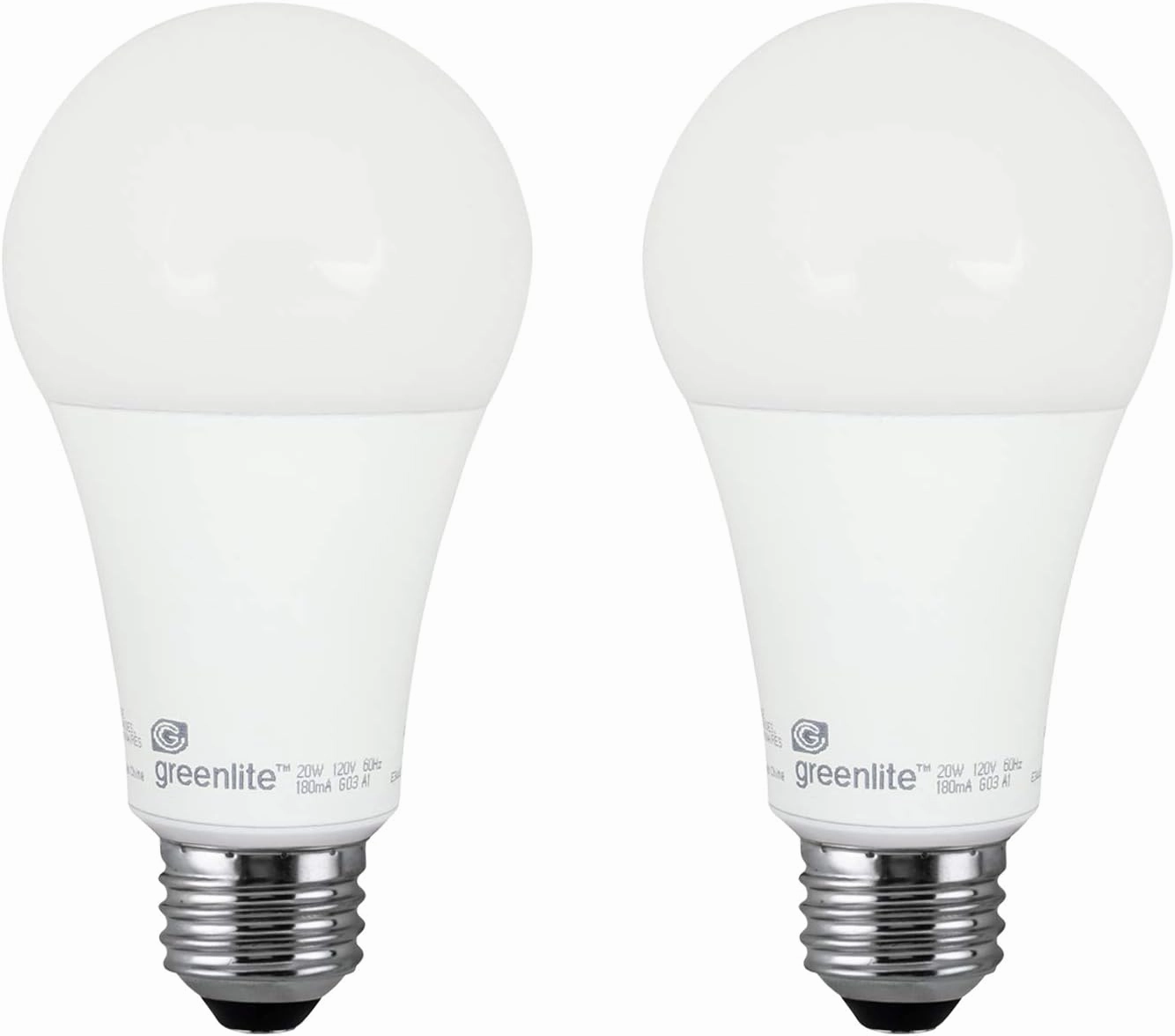 Greenlite A21 LED Light Bulb, 25W, (150W Equivalent), 2550 Lumens, 5000K Daylight, Non-Dimmable, E26 Medium Base, 120V-277V, (2 Pack)