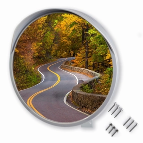 GREY 24 inch Convex Mirror, Outdoor or Indoor, Wide Angle View, Curved Traffic Safety and Security Mirror 610 mm