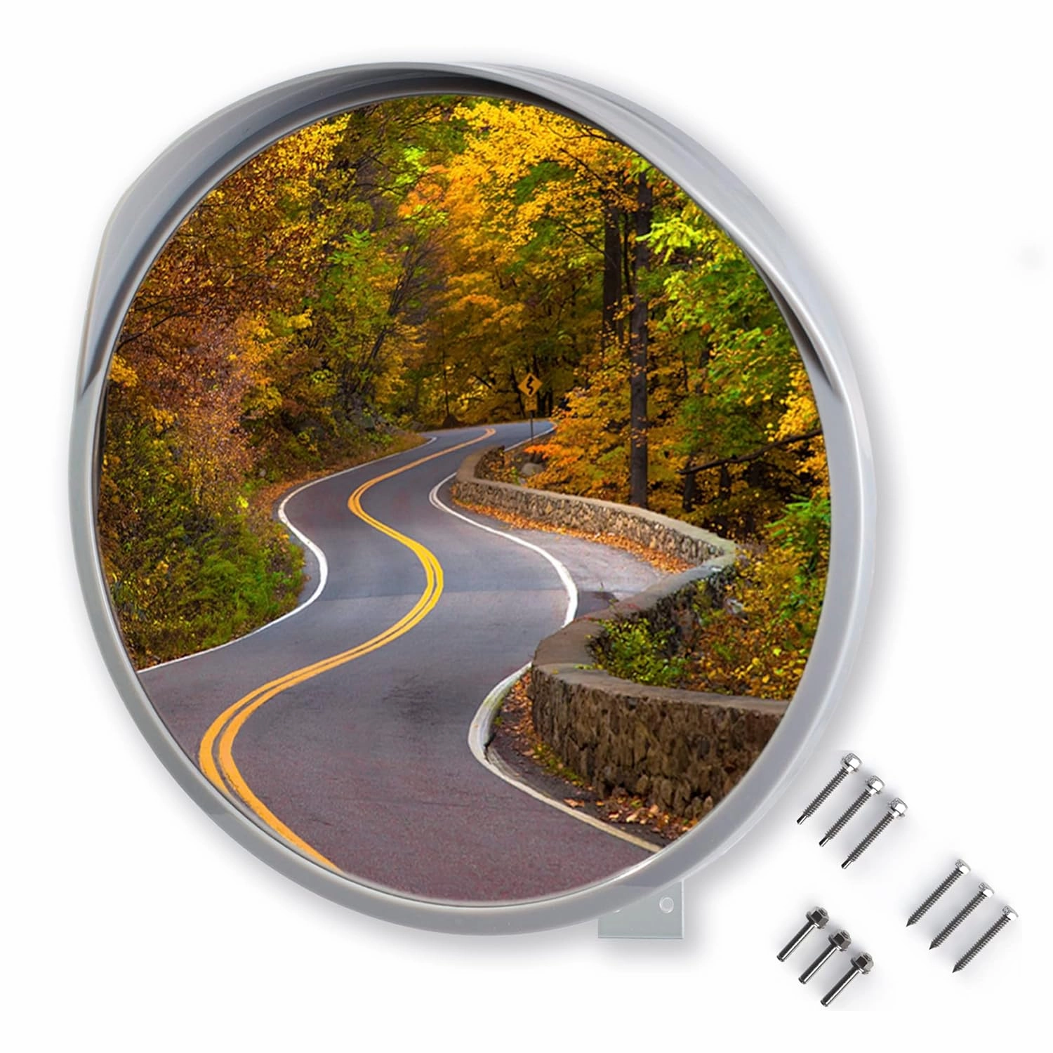 GREY 24 inch Convex Mirror, Outdoor or Indoor, Wide Angle View, Curved Traffic Safety and Security Mirror 610 mm