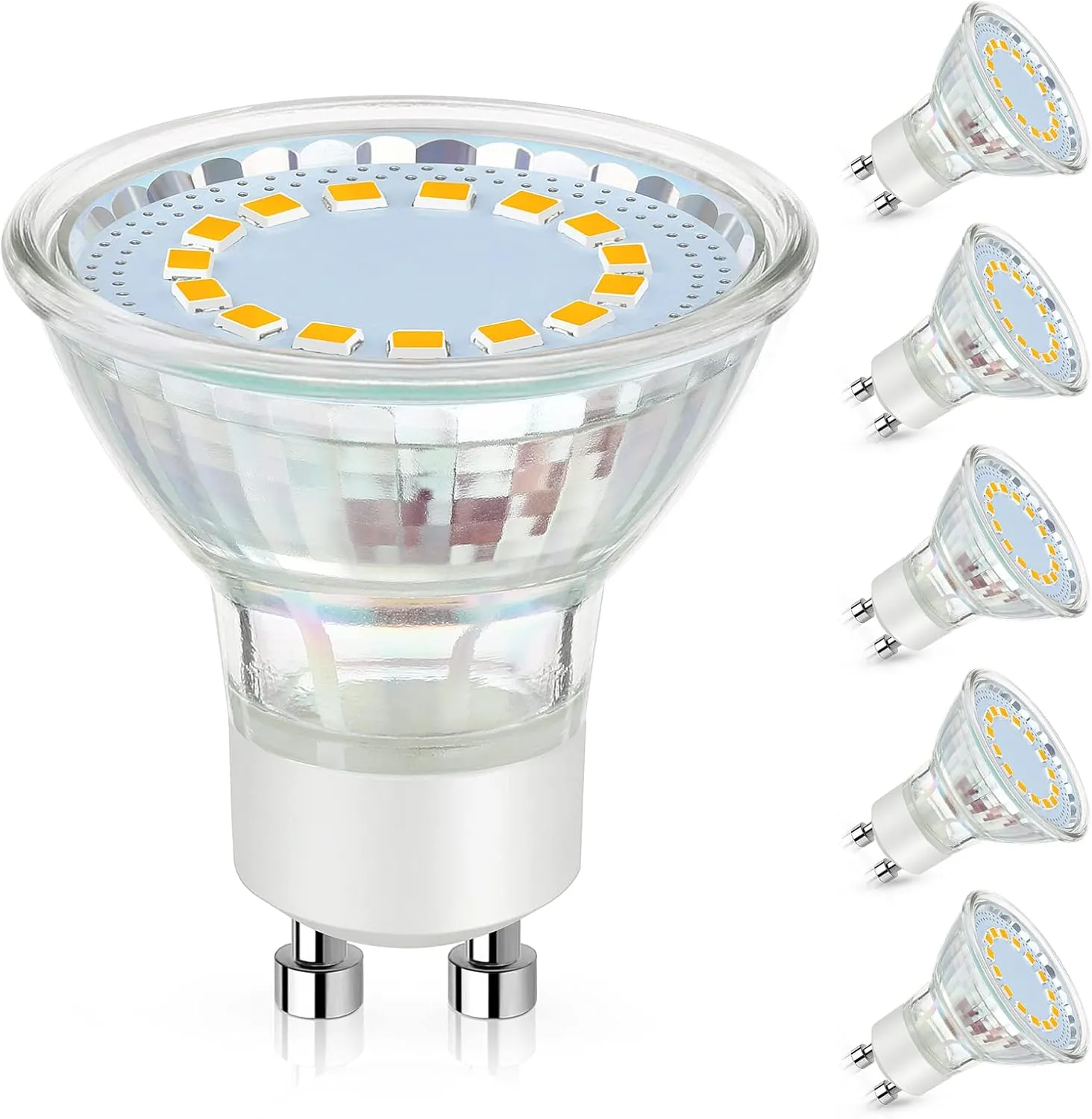 GU10 LED Light Bulb, 50 Watt Halogen Equivalent, Warm White 2700K 450LM Non-Dimmable 4W LED Replacement Recessed Track Lighting, 5-Pack