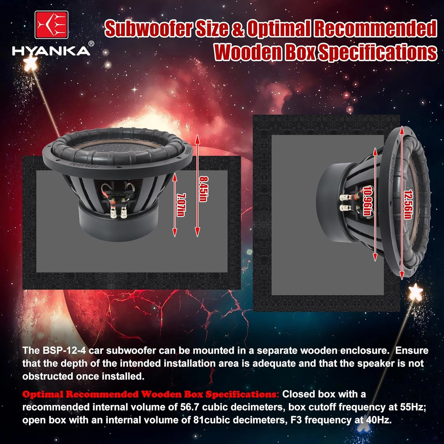 H YANKA BSP-12-4 12 Inch Subwoofer – 2800W Max Power, 1400W RMS, 3" Dual Voice Coil, 4 Ohm, Car Audio Subwoofer, Black Aluminum Basket, Paper Cone, Deep Bass for Cars