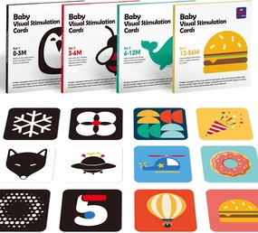 hahaland Flash Cards Baby Visual Stimulation Cards for 0-3-6-12-36 Months, 0-3 Months Infant Newborn Tummy Time Toys Gifts 6''×6'' Large for Sensory Development Black White Card Set
