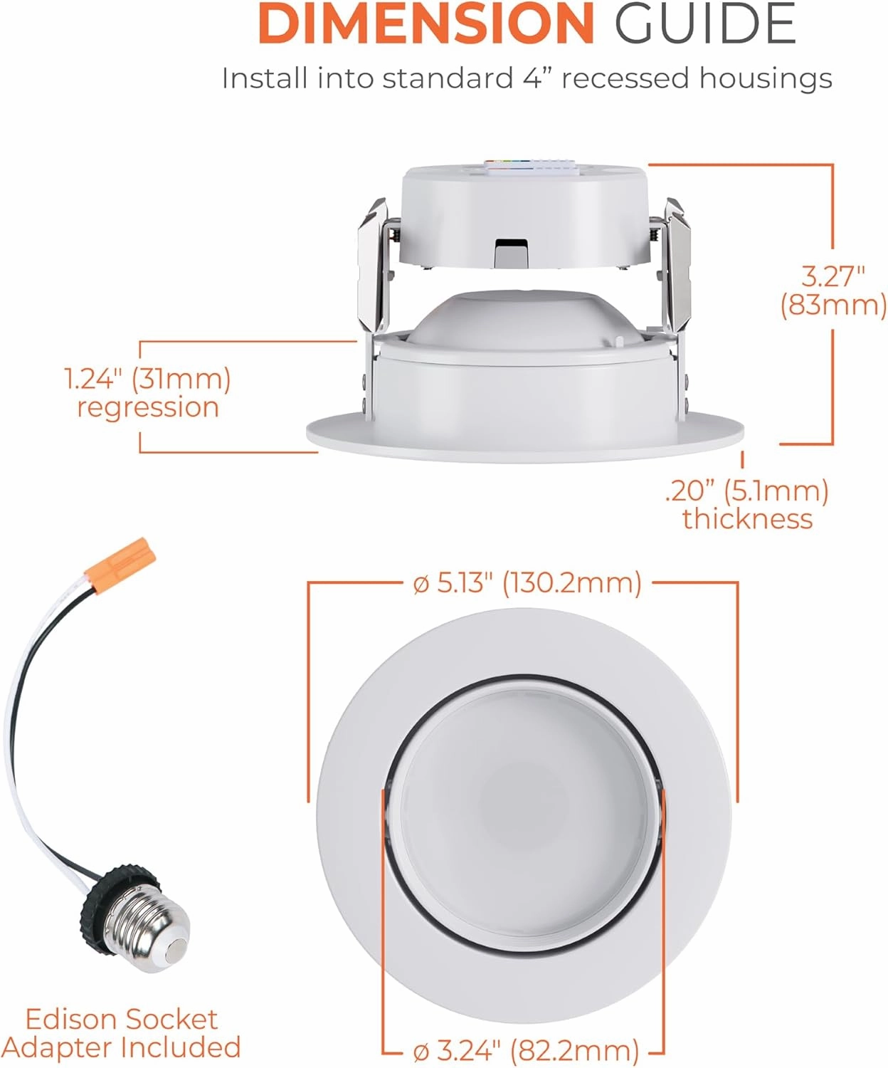 HALO RA 4-Inch Recessed LED Trim Downlight with Adjustable Gimbal, Selectable Lumens and Color Temperatures, Dim-to-Warm - RA4LS9FSD2W1EWH