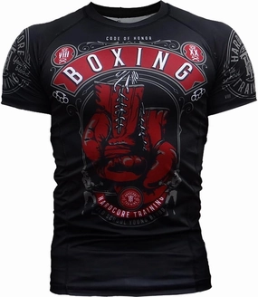 Hardcore Training Code of Honor Men's Rash Guard Compression Short Sleeve MMA No-Gi Tight BJJ Grappling Base Layer Fitness