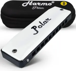 Harmo Polar Diatonic Harmonica Key of B - 10 Holes 20 Notes, Blues Harp Mouth Organ With Case, Phosphor Bronze Reeds, Suitable for All Genres, Harmonica for Kids, Adult, Beginners & Professionals