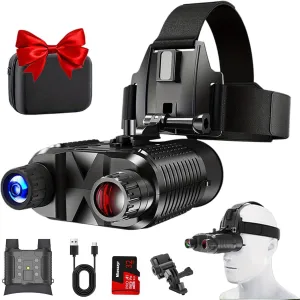 Head-Mounted Night Vision Goggles - Rechargeable Hands Free Binoculars with Night Vision, 8X Digital Zoom, 1312FT Tactical Infrared Goggles for Adults