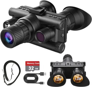 Head Mounted Night Vision Monocular, 8X Digital Zoom with Tactical Light and Backlight Button, Can Save Photo and Video，4K Night Vision Goggles