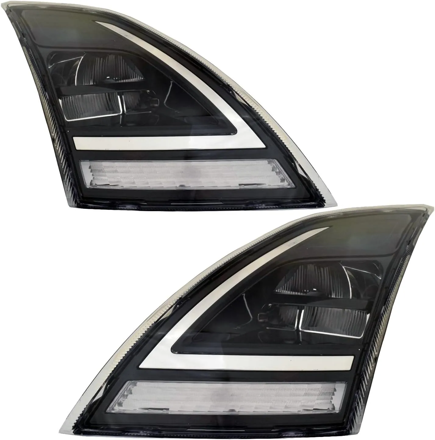 HEADLIGHTSDEPOT Full LED Headlight Set with Control Module Compatible With Volvo VNL VNR 2018-2024