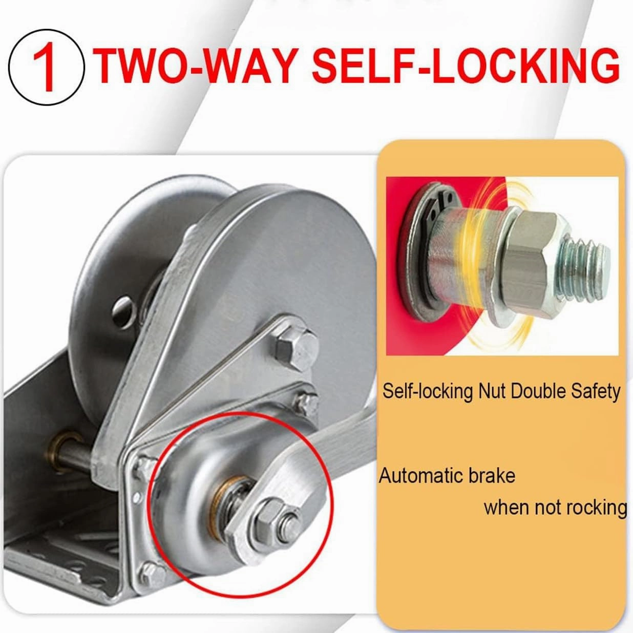 Heavy Duty Hand Winch,Crank Ratchet Gear Winch for ATV RV Boat Trailer Truck Marine Winch,Self-Locking Stainless Steel Boat Windlass (1200lbs 5m) (2600lbs 30m)