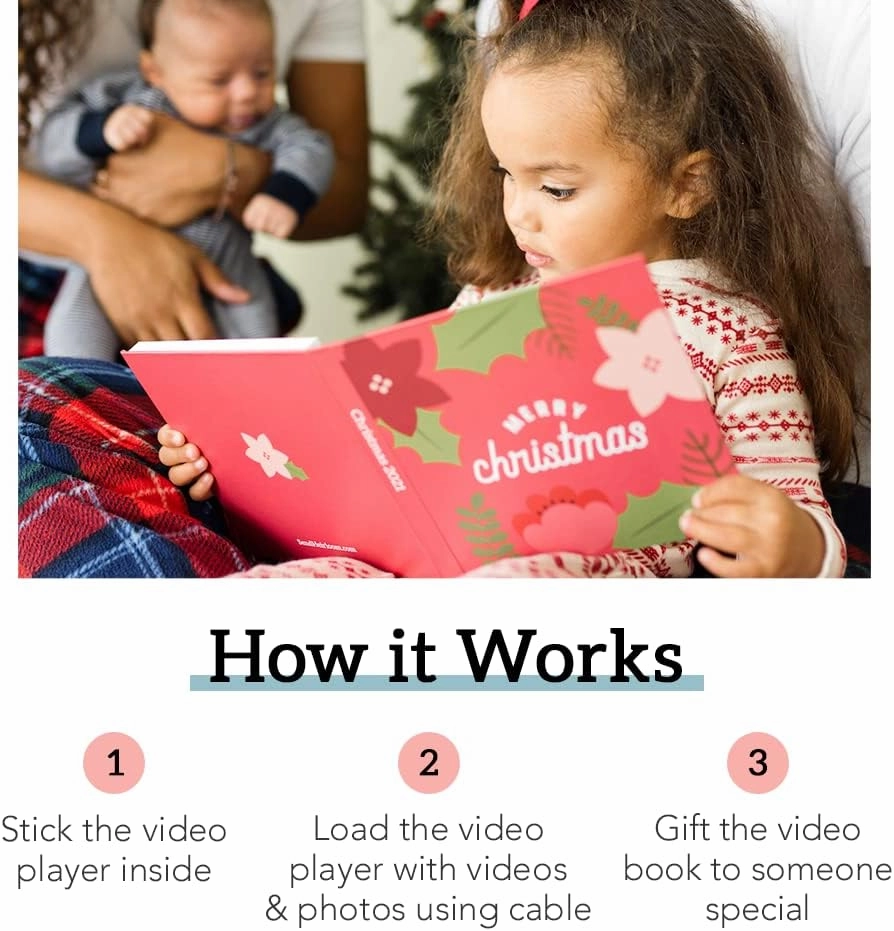 Heirloom Heart Video Book - Create Your Own Digital Greeting Card Gift with Your Memories - Anniversary, Christmas, Wedding - Plays 10 Minutes of Video and Photos