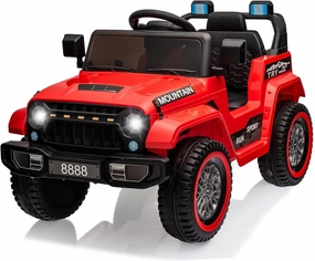 Hetoy Kids Ride On Truck Car, 12V Battery Powered Electric Vehicle Toy w/Parent Remote Control, Spring Suspension, 3 Speeds, LED Light, Music & Horn, Electric Cars for Kid, Gift for Boy Girl, Deep Red