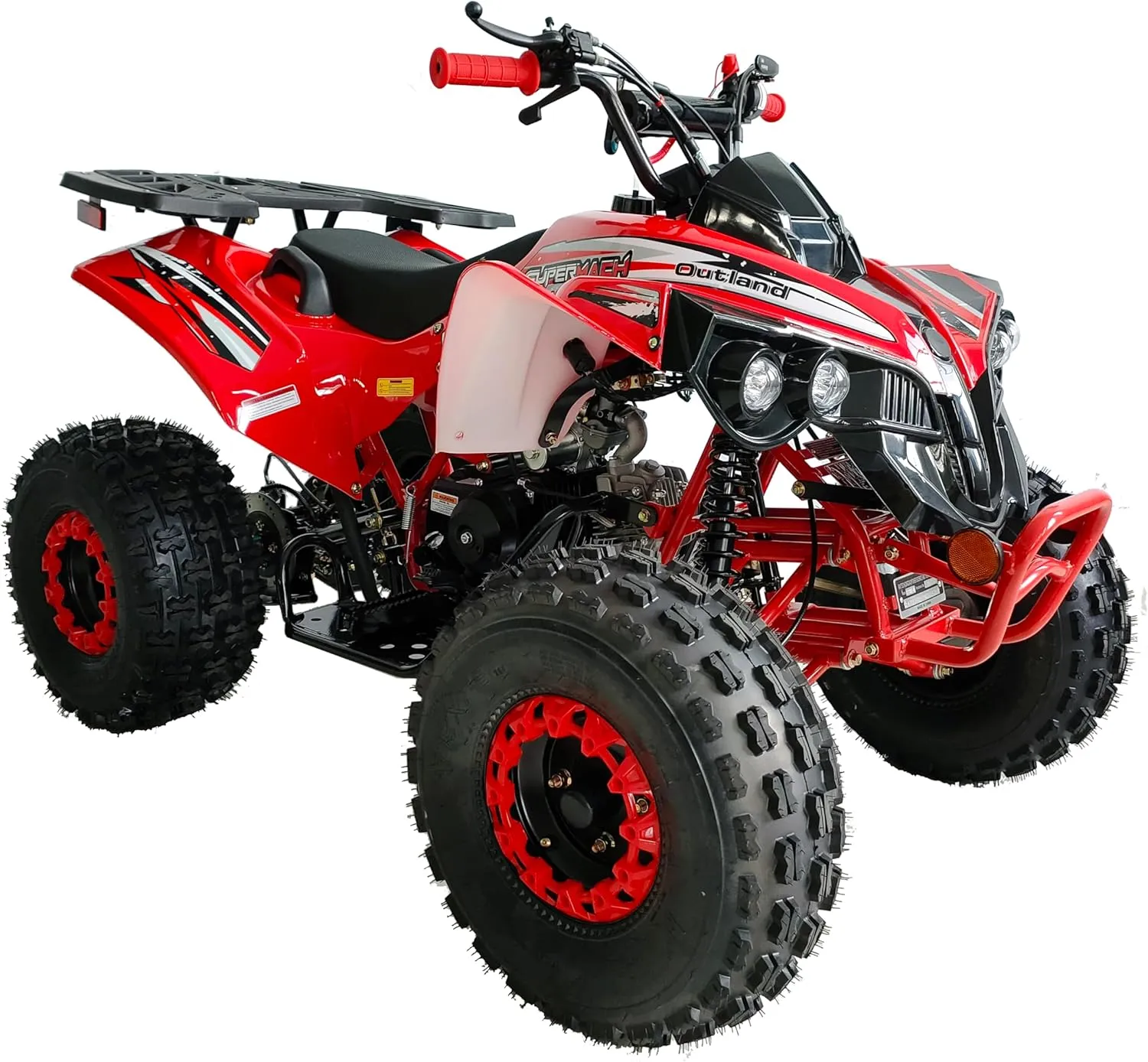 HHH 125cc ATV Vitacci ATV Quad Youth Adult ATV 125cc ATV Fully Automatic with Reverse Gas Vitacci ATV 4 Wheeler Outlander ATV Quads Big 19/18 inch Tires (Red)