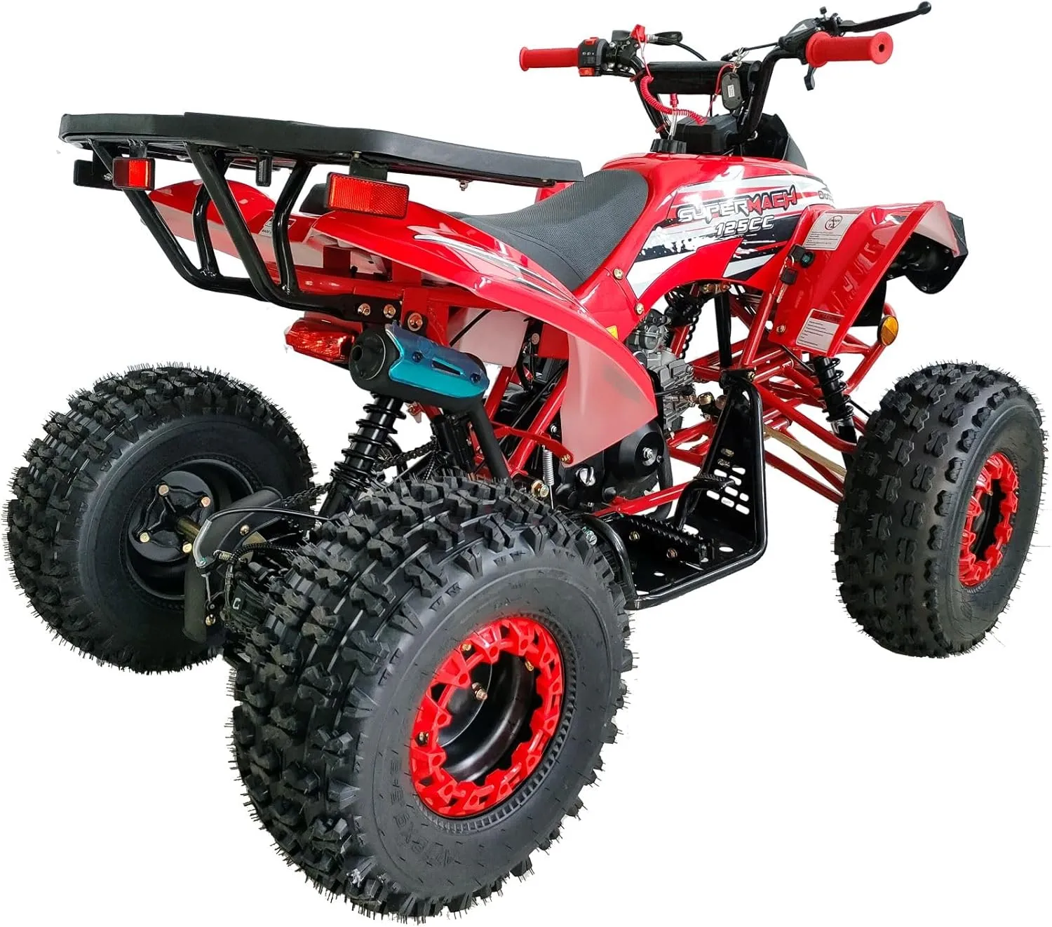 HHH 125cc ATV Vitacci ATV Quad Youth Adult ATV 125cc ATV Fully Automatic with Reverse Gas Vitacci ATV 4 Wheeler Outlander ATV Quads Big 19/18 inch Tires (Red)