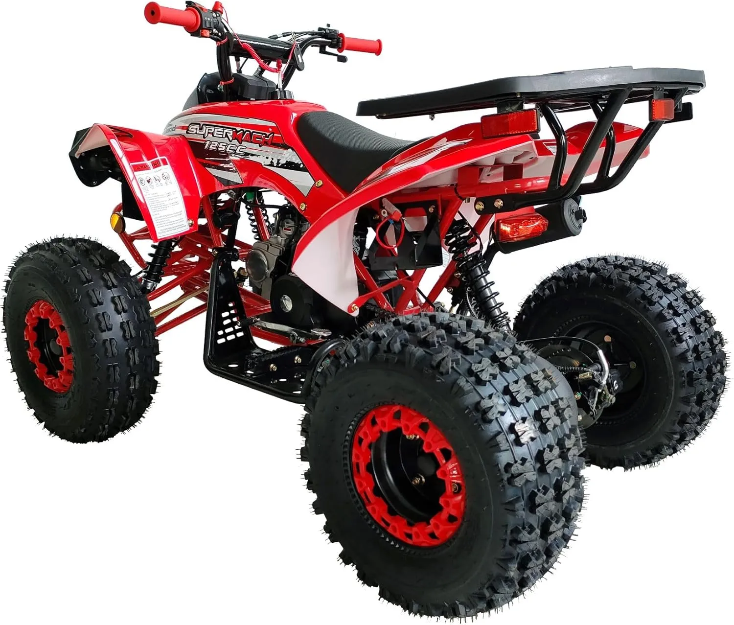 HHH 125cc ATV Vitacci ATV Quad Youth Adult ATV 125cc ATV Fully Automatic with Reverse Gas Vitacci ATV 4 Wheeler Outlander ATV Quads Big 19/18 inch Tires (Red)