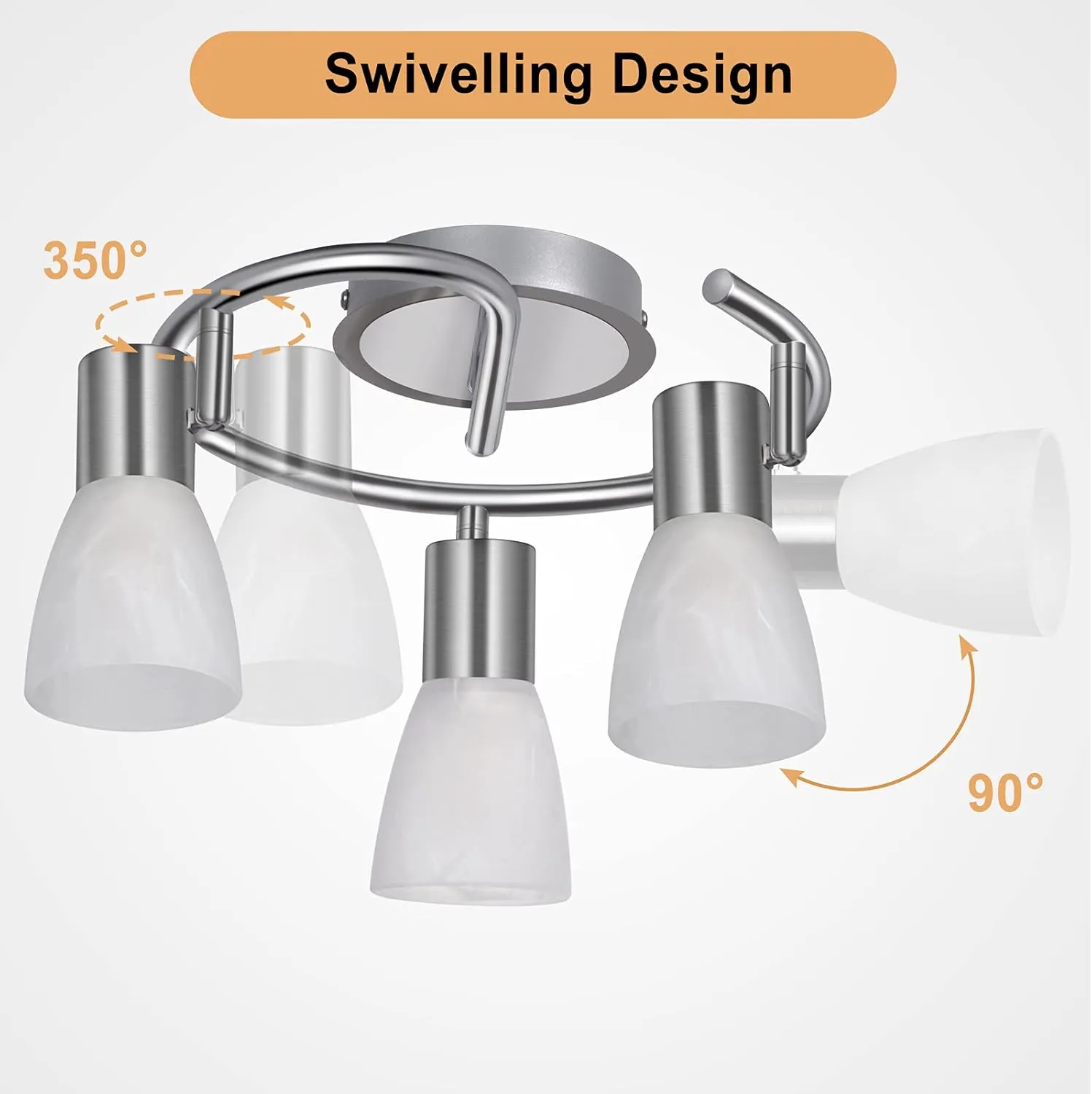 HiBay LED Ceiling Track Lighting Fixtures, Adjustable 3-Light Round Spot Lights Kit, Directional Spotlight with Glass lampshade for Kitchen Bedroom (Incl 3× 4W E12 Bulbs)