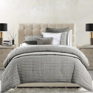 HiEnd Accents Fenton 3 Piece Queen Size Duvet Cover Set, Gray Cream Geometric Woven Jacquard Bedding Set, Classic Modern Rustic Bed Set, 1 Comforter Cover and 2 Pillow Shams