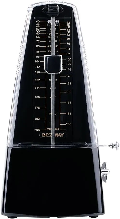 High Accuracy Mechanical Drumer Metronome with Audible Click and Bell Ring for Pianoist, Black