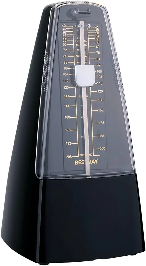 High Accuracy Mechanical Drumer Metronome with Audible Click and Bell Ring for Pianoist, Black