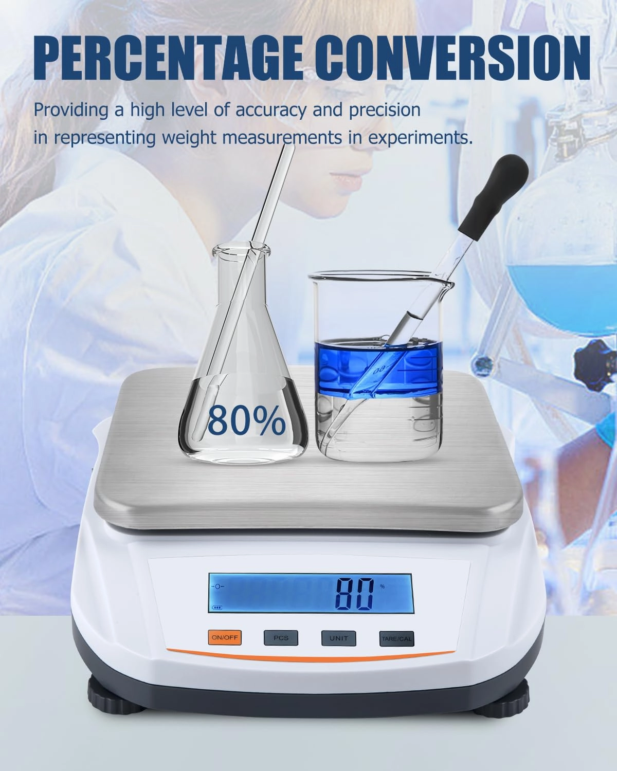 High Precision Lab Analytical Balance, Digital Lab Scale, Max 5000g, Sensitivity 0.01g, Stainless Steel, Multi-Function (g/ct/oz/lb), for Laboratories, Schools, Scientific, Jewelry, Kitchen