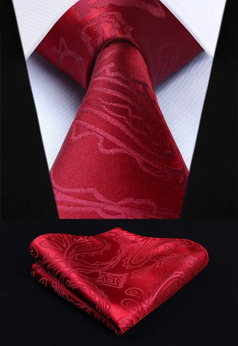 HISDERN Mens Vest Tie Set 3PC Formal Waistcoat Paisley Floral Jacquard Necktie Pocket Square Suit Vests Wedding Party