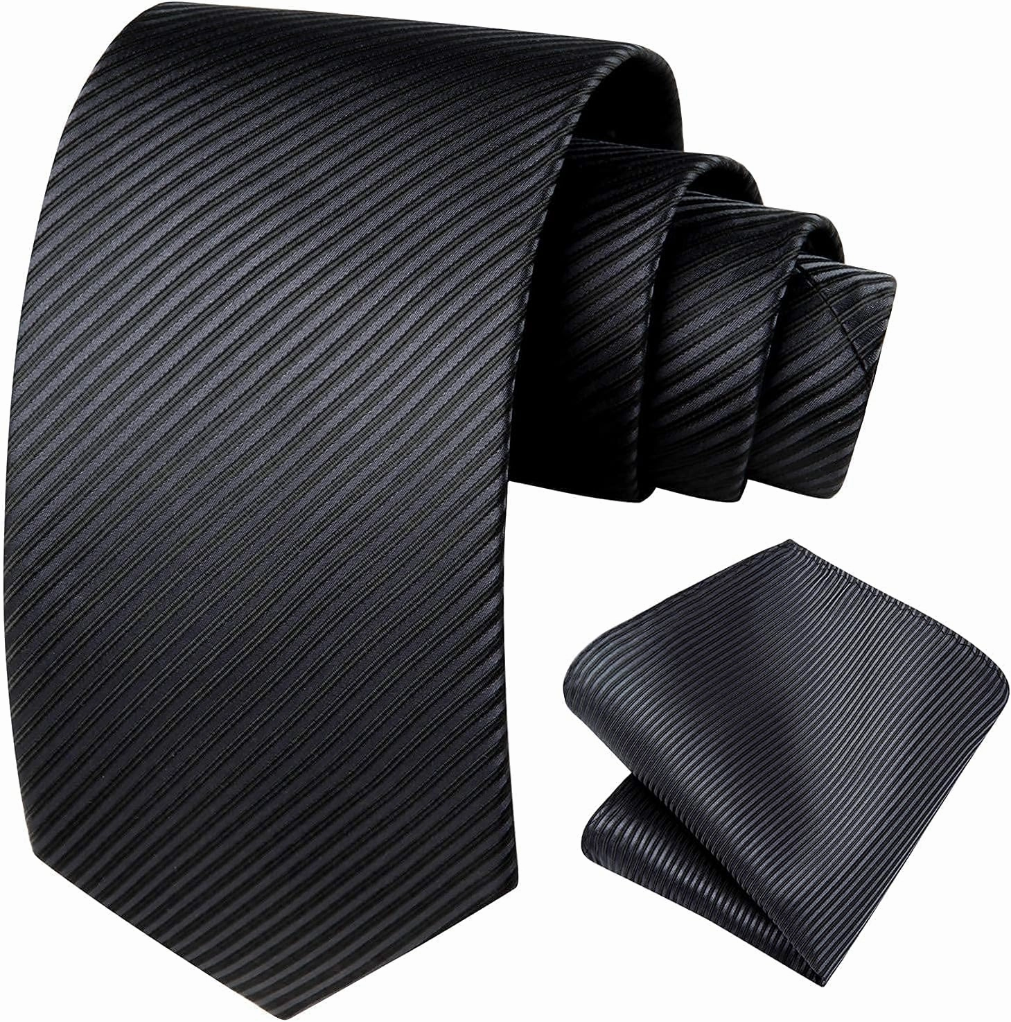 HISDERN Mens Ties Striped Ties for Men Formal Tie and Pocket Square Set Necktie for Wedding Business Graduation