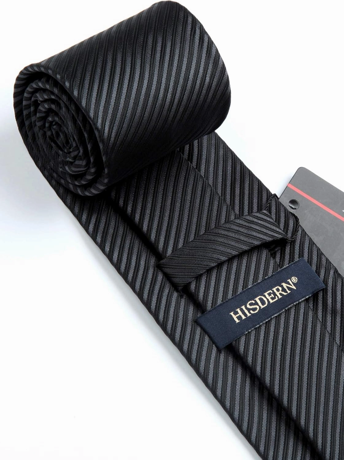 HISDERN Mens Ties Striped Ties for Men Formal Tie and Pocket Square Set Necktie for Wedding Business Graduation