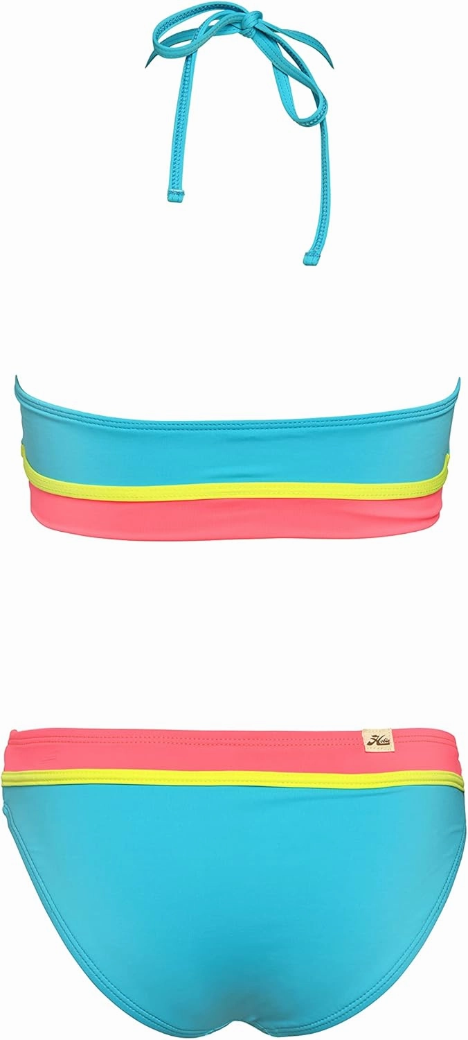 Hobie Girls Hi Neck Crop Bra Bikini Top & Banded Bottom Swimsuit Set