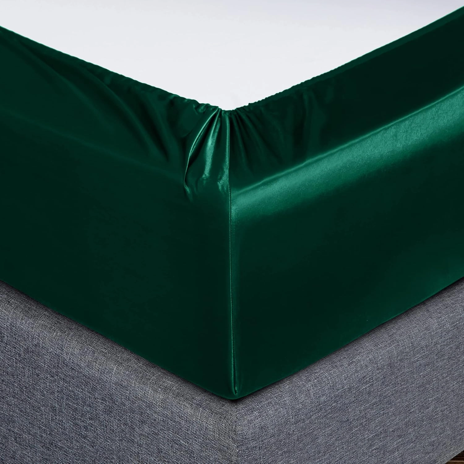 Homiest 7pc King Size Satin Sheets - Deep Pocket Fitted, Soft Flat, 4 Pillowcases, Body Pillowcase - Blackish Green Luxury Silky Bedding Set