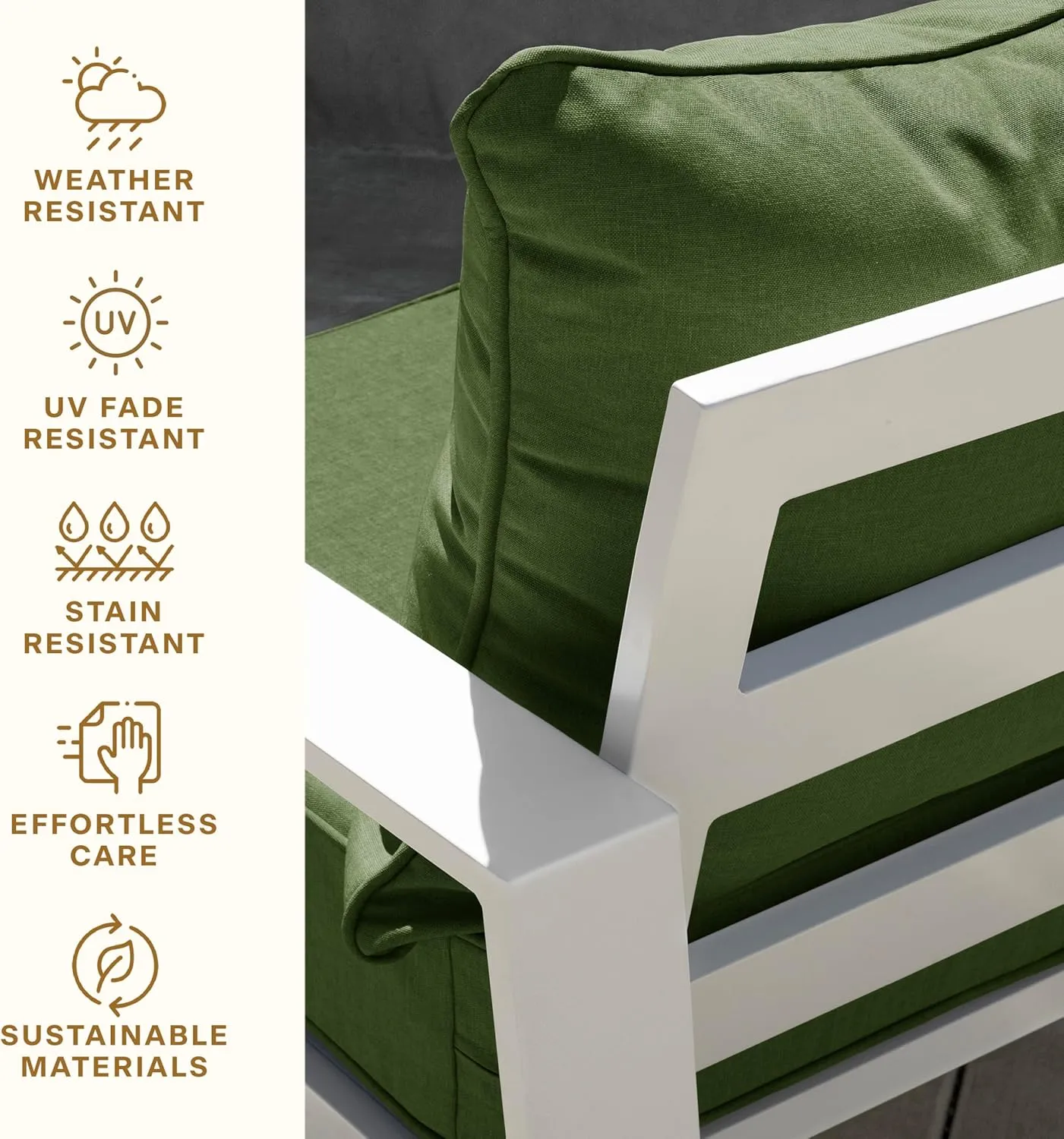 Honeycomb Outdoor Deep Seat, 24" W x 23" D, Cabana Stripe Green & Cream Outdoor Chair Cushion