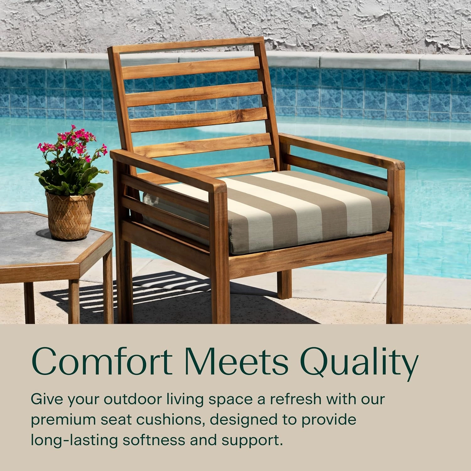 Honeycomb Outdoor Cushion Set 20" x 20", Cabana Stripe Tan Dining Patio Cushions