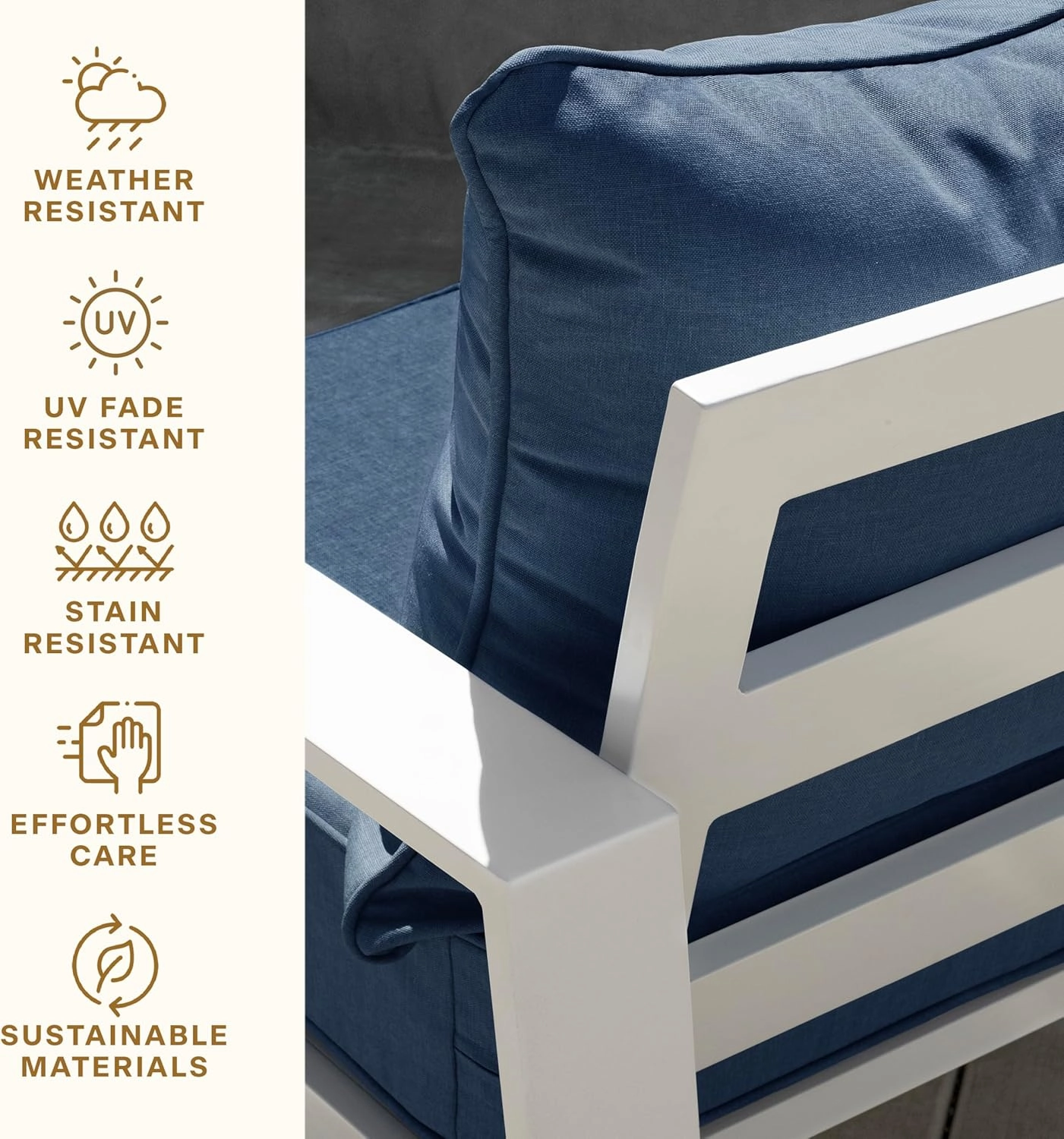 Honeycomb Outdoor Deep Seat, 24" W x 23" D, Cabana Stripe Blue & White Outdoor Chair Cushion