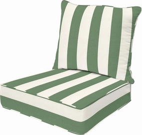 Honeycomb Outdoor Deep Seat, 24" W x 23" D, Cabana Stripe Green & Cream Outdoor Chair Cushion