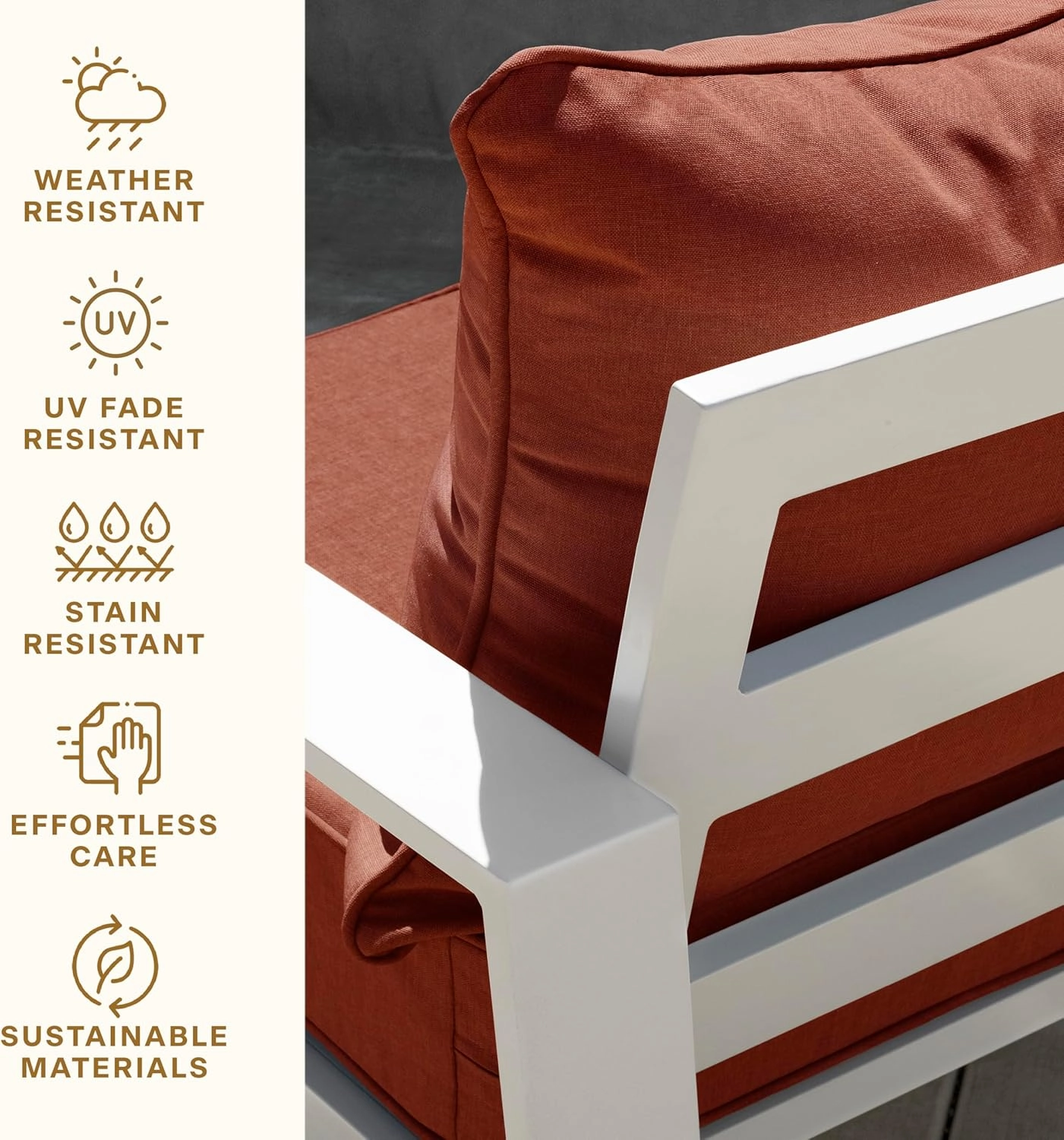 Honeycomb Outdoor Deep Seat, 24" W x 23" D, Textured Solid Terracotta Outdoor Chair Cushion