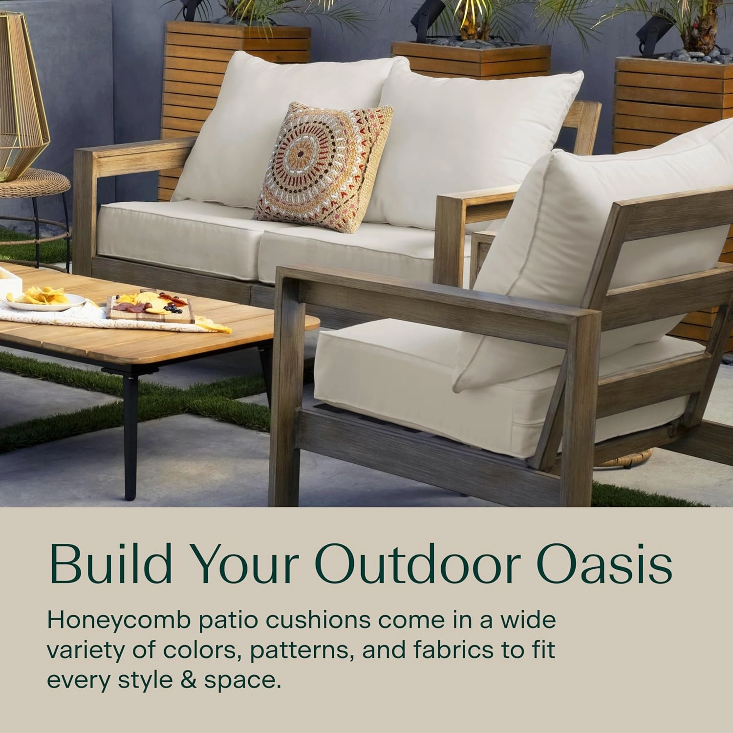 Honeycomb Outdoor Deep Seat, 24" W x 23" D, Textured Solid Terracotta Outdoor Chair Cushion