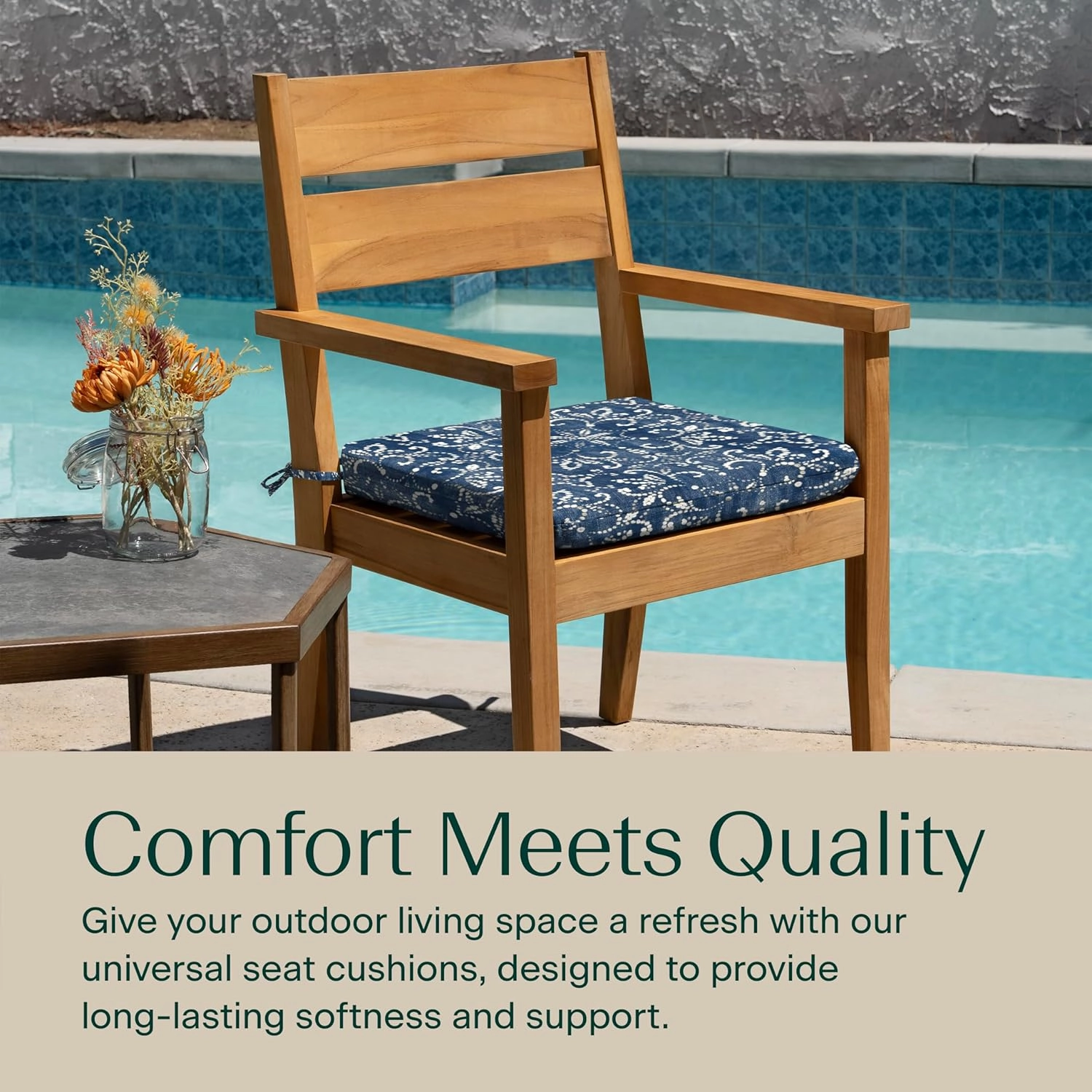 Honeycomb Outdoor Universal Seat Cushion Set, 18" x 17.5", Boheme Indigo Outdoor Chair Cushions