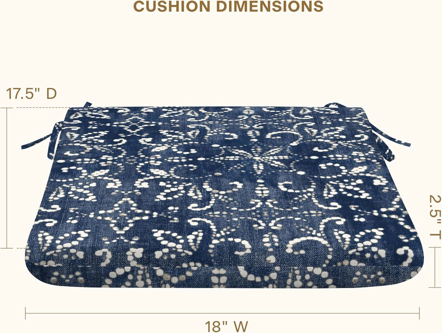 Honeycomb Outdoor Universal Seat Cushion Set, 18" x 17.5", Boheme Indigo Outdoor Chair Cushions