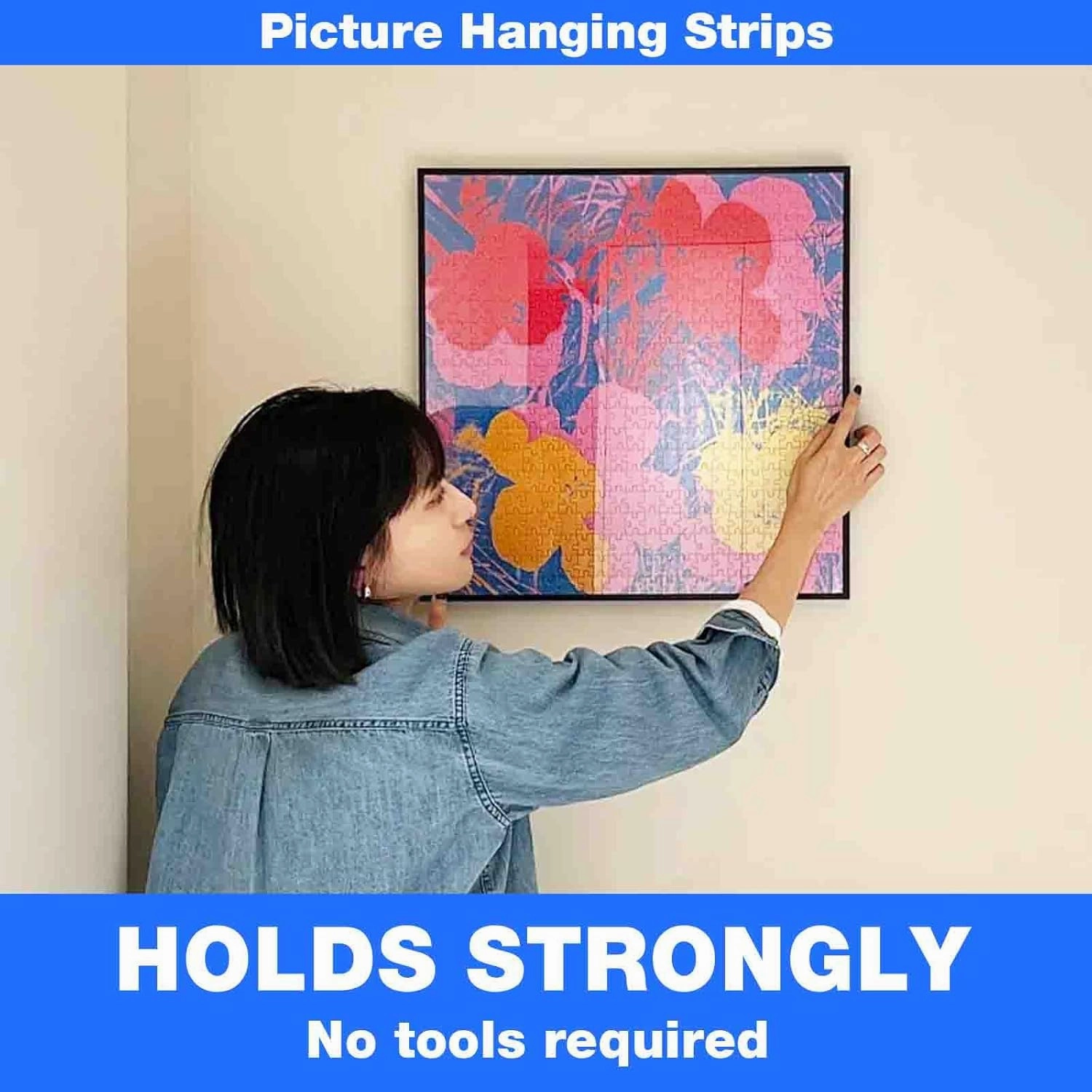 Hook and Loop Tape 2in x 4in 30 Pairs, Slef Adhesive Interlocking Strip, Mounting Tape Heavy Duty Adhesion, Picture Hanging Strips Fastener, Double Sided Carpet & Rug Fixation