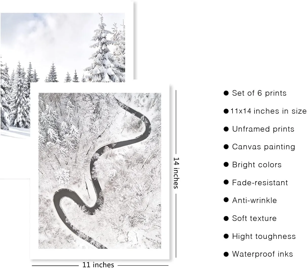 HoozGee Winter Wall Art Prints Set of 6 Canvas Print Artwork Sun Poster Ice Lake Snow Forest Frost Deer Pictures Photography Photo Bedroom Art Wall Decor (11"x14" UNFRAMED, Winter Art)
