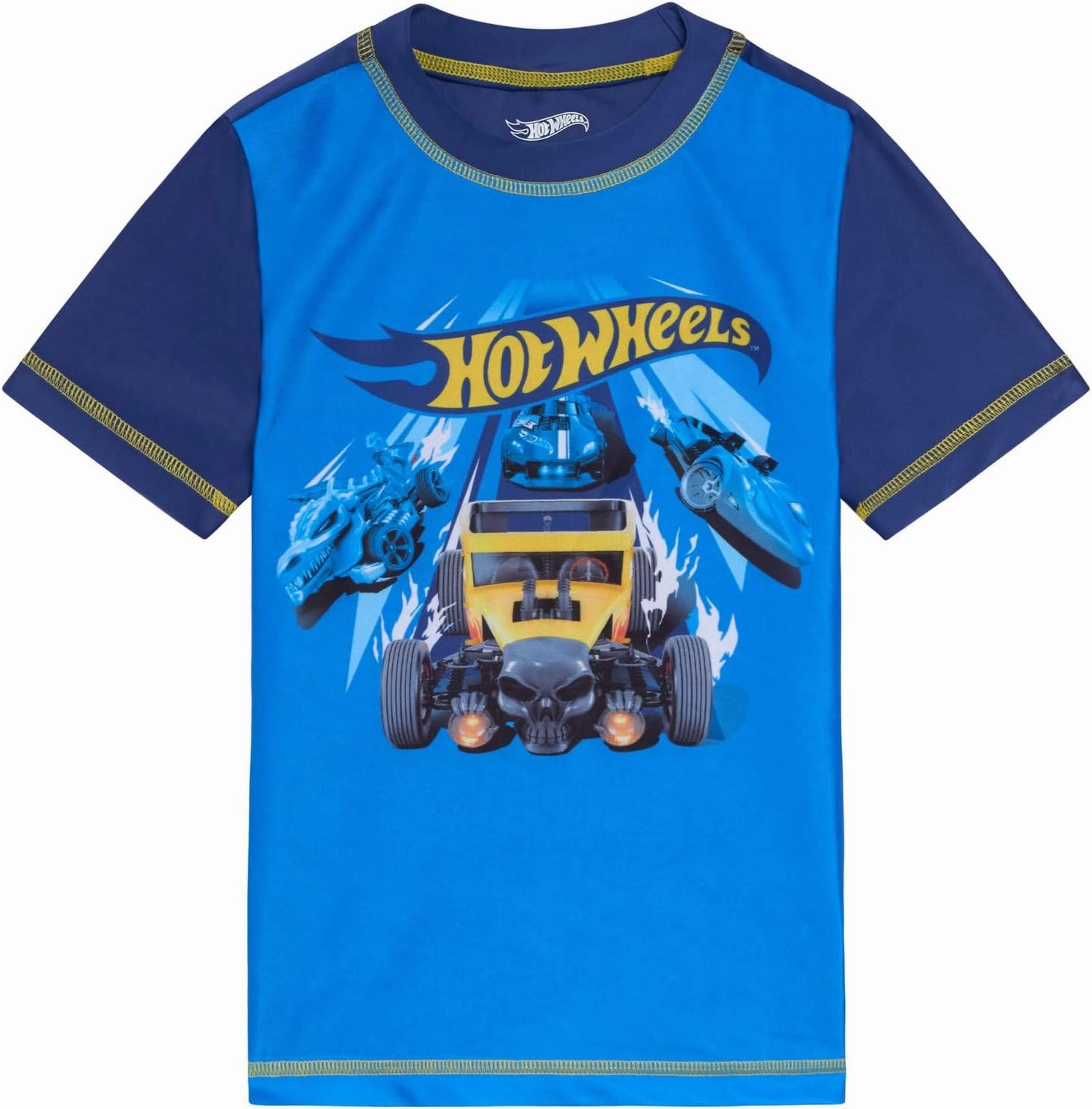 Hot Wheels UPF 50  Pullover Rash Guard and Swim Trunks Outfit Set Toddler to Big Kid