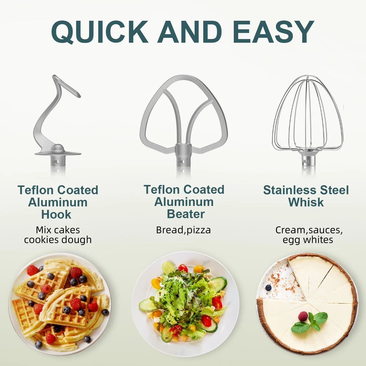 HOWORK Electric Stand Mixer,10 p Speeds With 6.5QT Stainless Steel Bowl,Dough Hook, Wire Whip & Beater,for Most Home Cooks,Bright Red