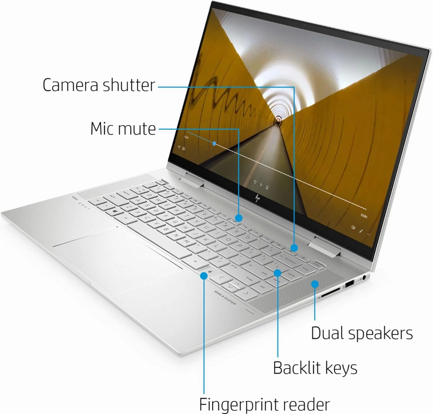 HP 2023 Envy X360 15.6" FHD IPS Touch 2-in-1 Laptop Intel 12-Core i7-1260P Iris Xe Graphics 32GB DDR4 1TB NVMe SSD HDMI Thunderbolt 4 WiFi AX BT Backlit KB Fingerprint Windows 11 Pro Stylus w/RE USB