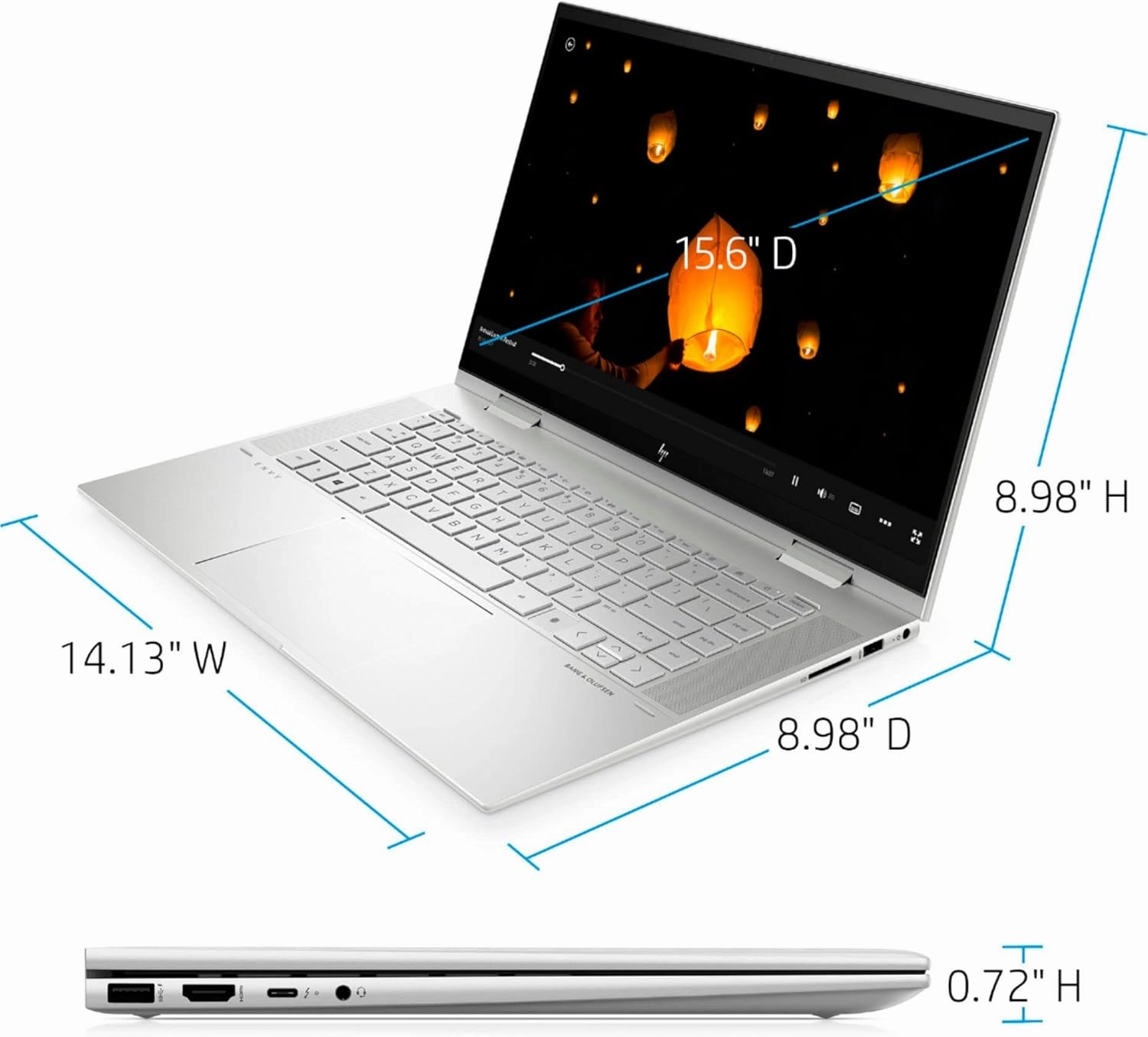 HP 2023 Envy X360 15.6" FHD IPS Touch 2-in-1 Laptop Intel 12-Core i7-1260P Iris Xe Graphics 32GB DDR4 1TB NVMe SSD HDMI Thunderbolt 4 WiFi AX BT Backlit KB Fingerprint Windows 11 Pro Stylus w/RE USB