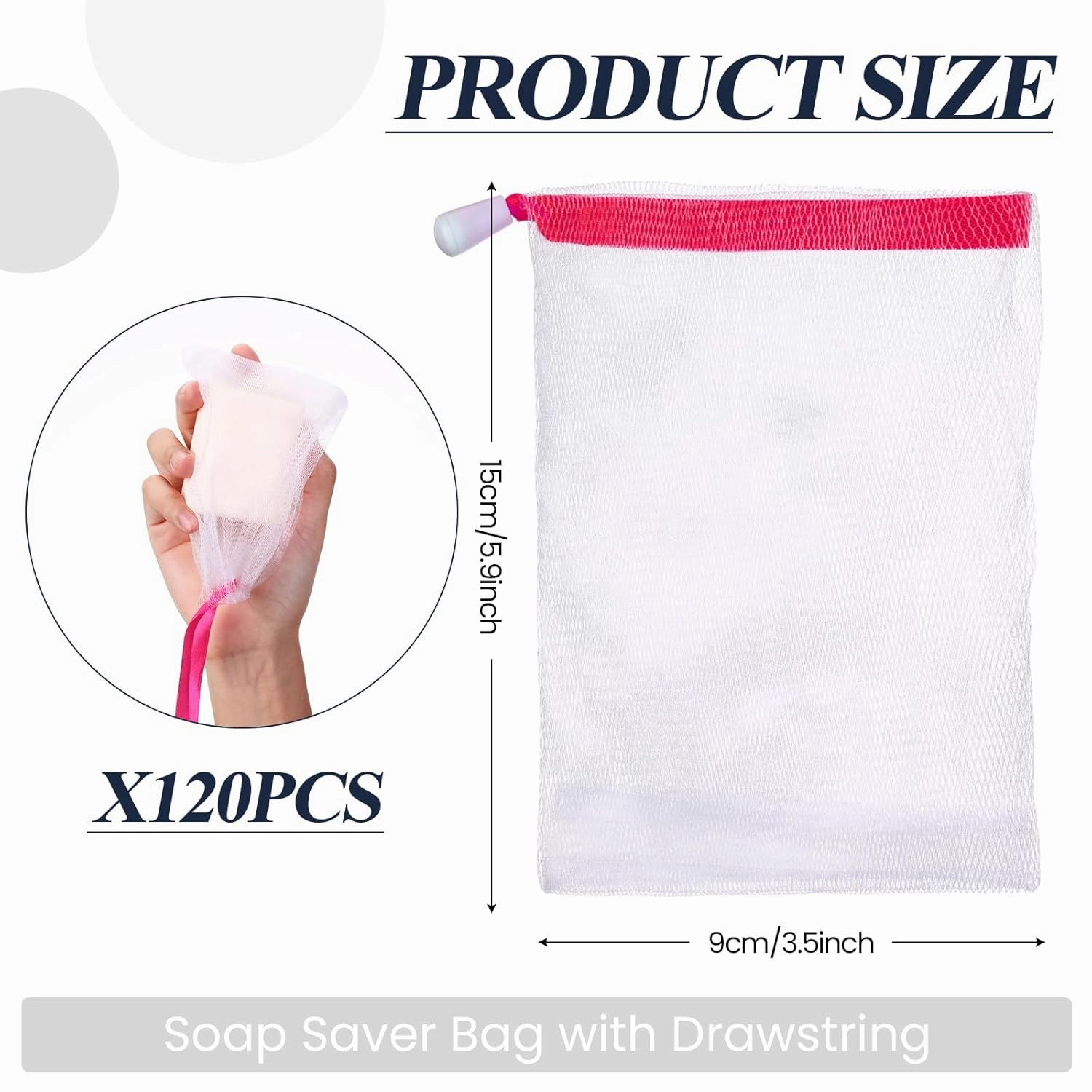 Hushee 120 Pcs Soap Bag Handmade Bubble Mesh Bags Exfoliating Soap Pouch with Drawstring for Foaming and Drying Soft for Shower Body Facial Cleaning Tool Easy to Bubble and Store
