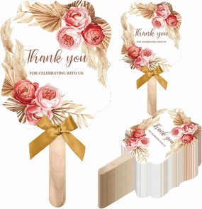 Huwena 50 Sets Wedding Fans for Guests Thank You for Celebrating with Us Fans Hand Fans Handheld Folded Fan Baby Shower Favors for Bridal Bridesmaid Gift Church Dancing(Yellow,Bohemia)