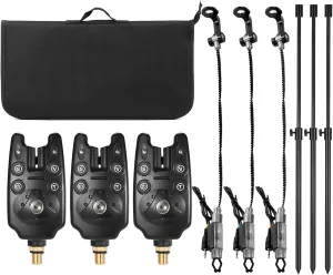 HXBER Fishing Bite Alarms Fishing s s Set with Padded Fishing Tool Bag