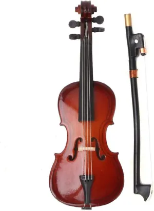 Hztyyier Instrument Ornament Wooden Miniature Cello Replica with Bow, Stand & Gift Box Mini Musical Instrument Miniature Dollhouse Model Home Decoration