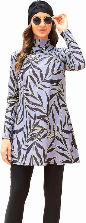 IBAKOM Modest Swimsuit for Women Islamic Long Sleeve Bathing Suit Full Body Muslin Burkini Rash Guard Set with Swim Hijab