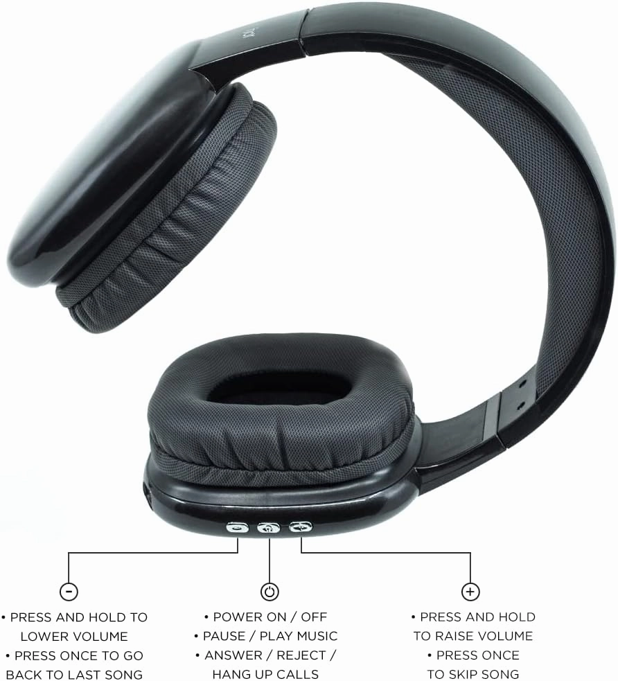 iJoy Ultra Wireless Headphones with Microphone- Rechargeable Over Ear Wireless Bluetooth Headphones with 10Hr Playtime, SD Slot, Backup Wire- Soft Cushion Wireless Headset with Mic (Black)