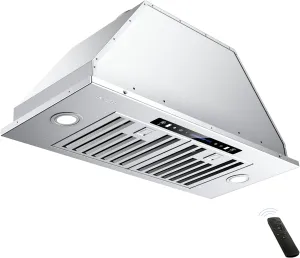 IKTCH 30 inch Built-in/Insert Range Hood 900 CFM, Ducted/Ductless Convertible Duct, Stainless Steel Kitchen Vent Hood with 4 Speed Gesture Sensing&Touch Control Panel(IKB01-30)