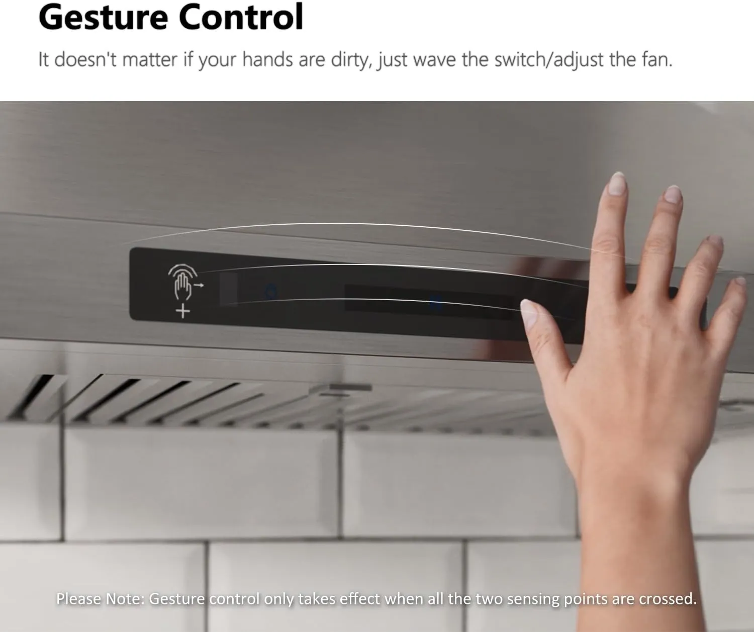IKTCH 36-inch Wall Mount Range Hood 900 CFM Ducted/Ductless Convertible, Kitchen Chimney Vent Stainless Steel with Gesture Sensing & Touch Control Switch Panel, 2 Pcs Adjustable Lights(IKP02-36'')
